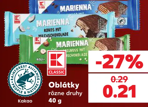 K-Classic Marianna kakaové oblátky, rôzne druhy