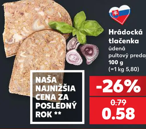 Hrádocká tlačenka údená pultový predaj