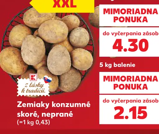 Zemňaky konzumné skoré neprané