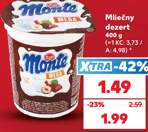 Zott Monte Mega mliečny dezert