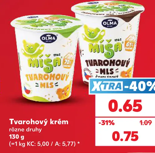 Olma Míša tvarohový krém, rôzne druhy