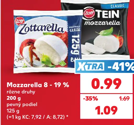 Zott Mozzarella, rôzne druhy