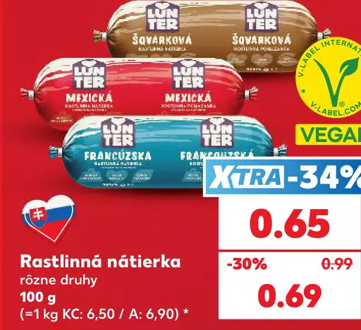 Rastlinná nátierka rôzne druhy
