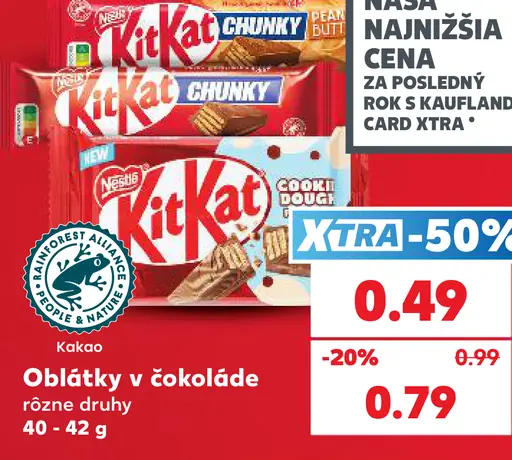Nestlé KitKat oblátky v čokoláde – Chunky, Cookie Dough a ďalšie druhy