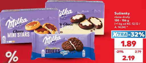 Milka sušienky – Choco Mini Stars, Sensations Cookies a ďalšie druhy