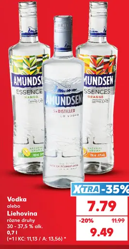 Vodka alebo lihovina 30–37,5 % alkoholu, rôzne druhy