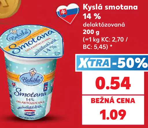 Babička smotana 14 %, delaktózovaná