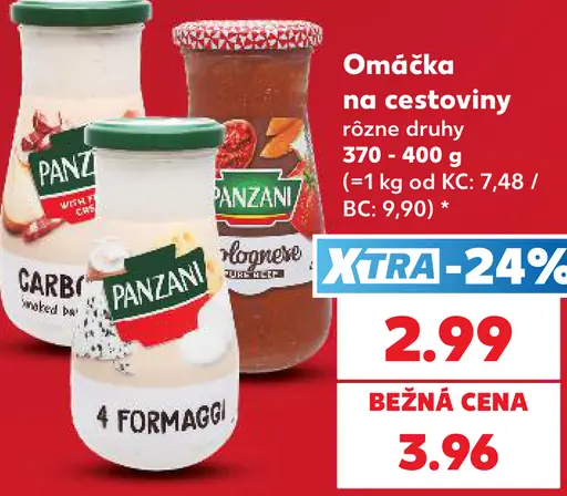 Panzani omáčka na cestoviny – rôzne druhy