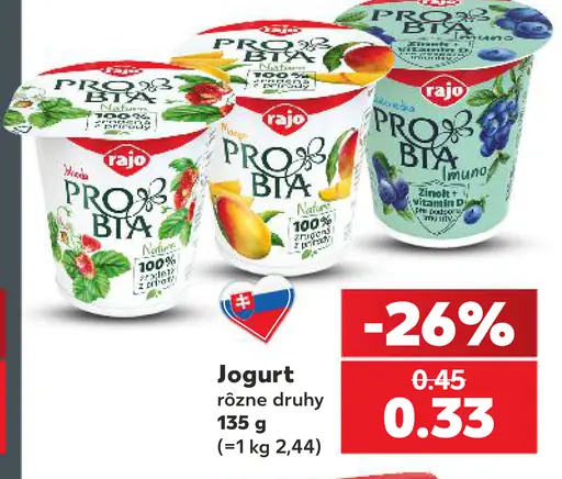 Rajo ProBia jogurt rôzne druhy