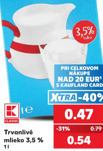 K-Classic Plnotučné mlieko 3,5%