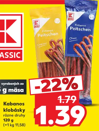 K-Classic Kabanos klobásky rôzne druhy