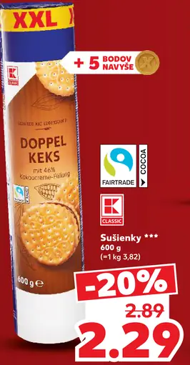 K-Classic Doppel Keks sušienky s kakaovou náplňou