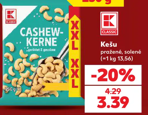K-Classic pražené solené kešu