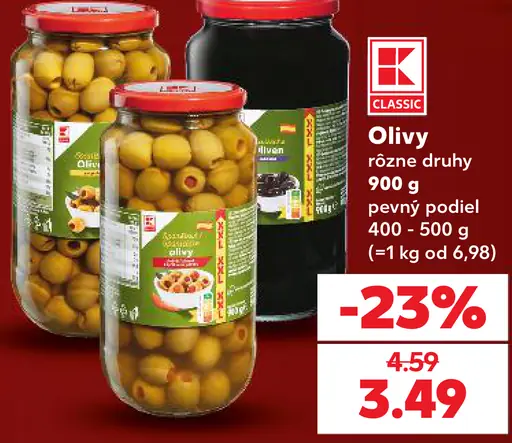 K-Classic olivy – rôzne druhy