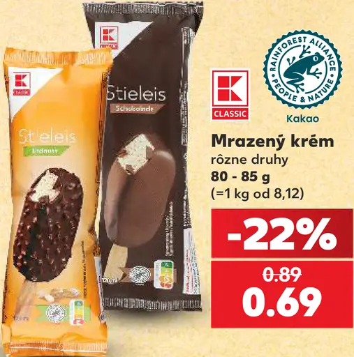 K-Classic mrazený krém rôzne druhy