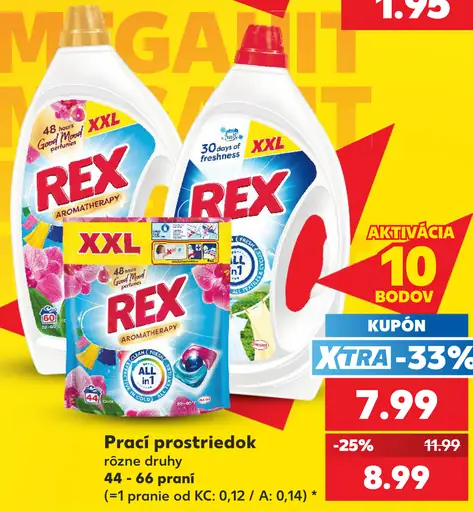 REX prací prostriedok, rôzne druhy