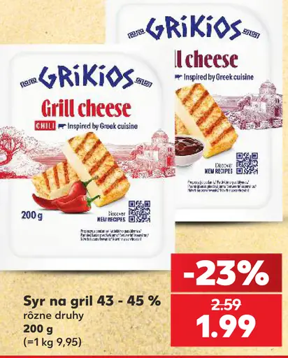 Grikios syr na gril 43–45 %, rôzne druhy