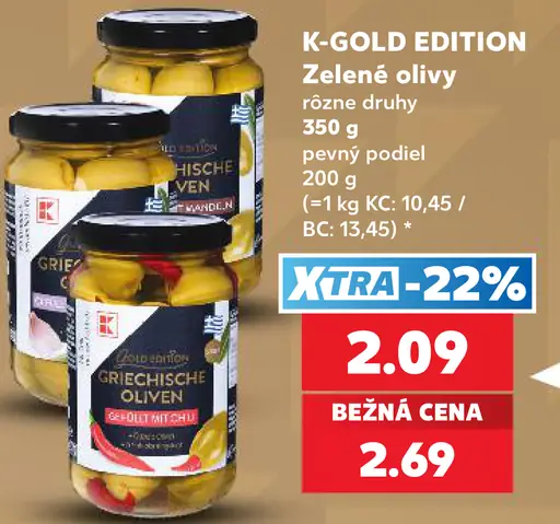 K-Gold Edition zelené grécke olivy