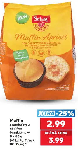 Schär bezlepkový muffin s marhuľovou náplňou