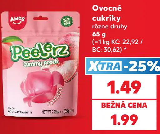 Peelers ovocné cukríky, rôzne druhy