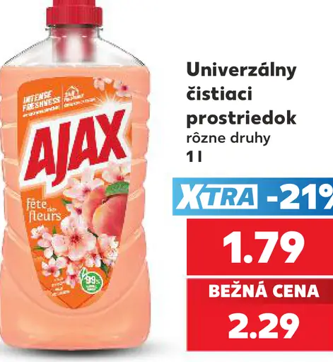 Ajax univerzálny čistiaci prostriedok rôzne druhy