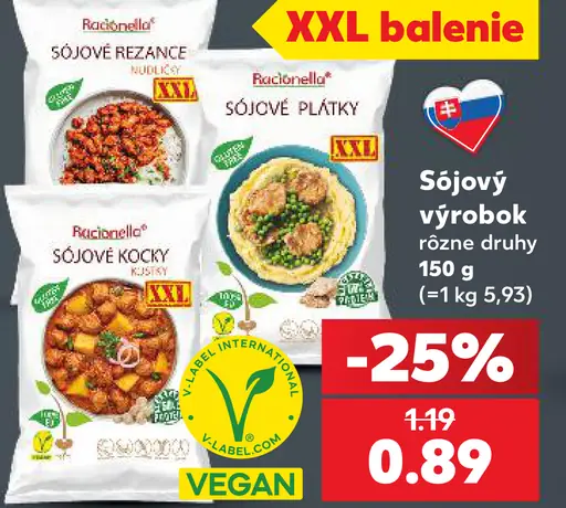 Racionella sójový výrobok – sójové rezance, sójové plátky alebo sójové kocky