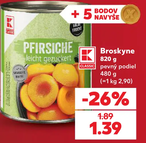 K-Classic broskyne v ľahko sladenom náleve