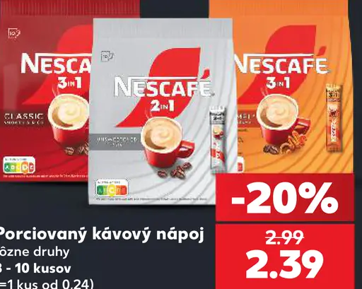 Nescafé porciovaný kávový nápoj, rôzne druhy