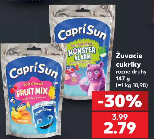 Capri-Sun žuvacie cukríky, rôzne druhy