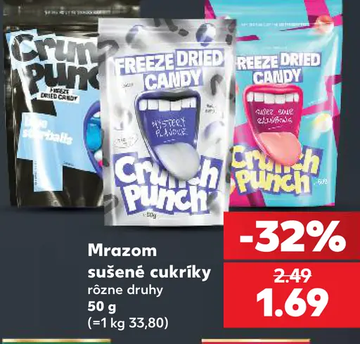 Cry'n Punch mrazom sušené cukríky, rôzne druhy