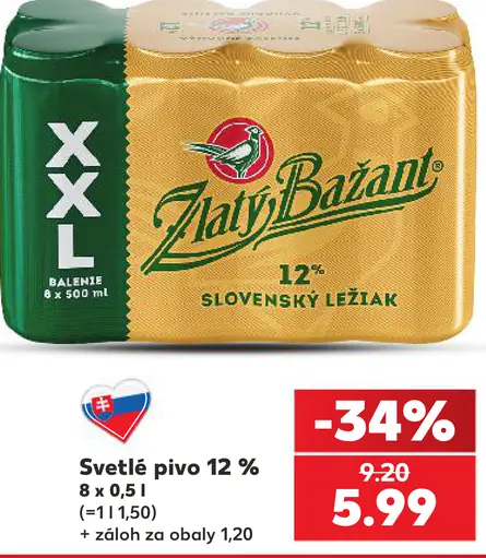 Zlatý Bažant 10% svetlé výčapné pivo