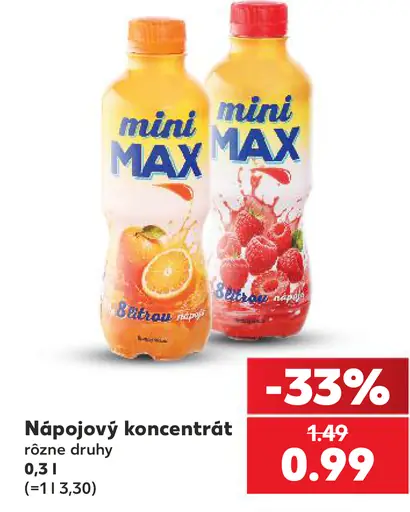Mini MAX nápojový koncentrát, rôzne druhy