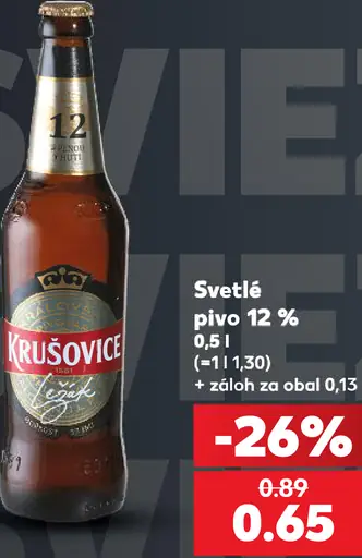 Krušovice svetlé pivo, 10 % plechovka