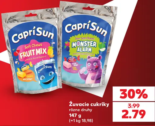 Capri-Sun žuvacie cukríky, rôzne druhy: Fruit Mix a Monster Alarm