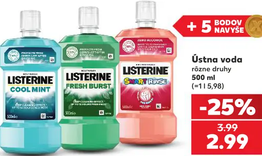 Listerine ústna voda vybrané druhy