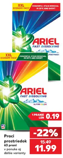 Ariel prací prostriedok, 63 praní, rôzne varianty