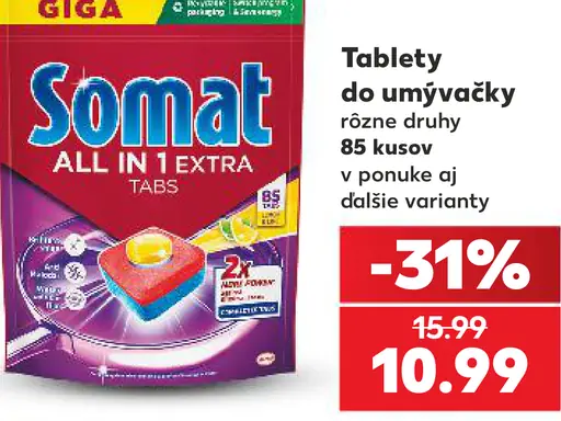 Somat tablety do umývačky riadu, 85 kusov, rôzne druhy