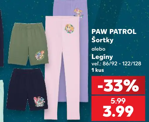PAW PATROL detské šortky alebo legíny