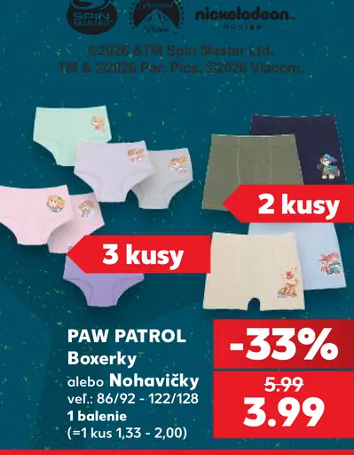 Paw Patrol Boxerky alebo Nohavičky