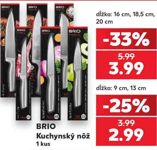 BRIO kuchynský nôž, dĺžka 16 cm, 18,5 cm alebo 20 cm