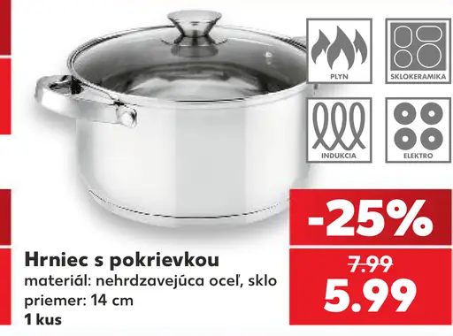 Hrniec s pokrievkou, nerezavejúca oceľ a sklo