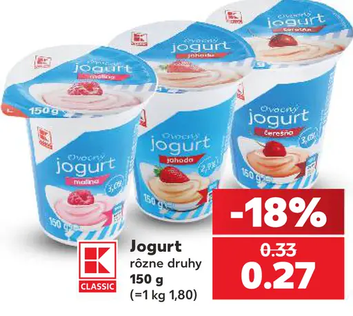 K-Classic jogurt rôzne druhy
