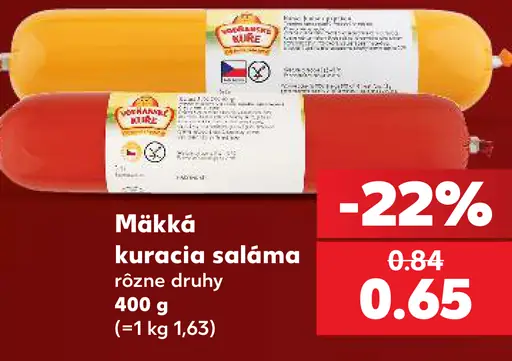 Mäkká kuracia saláma rôzne druhy