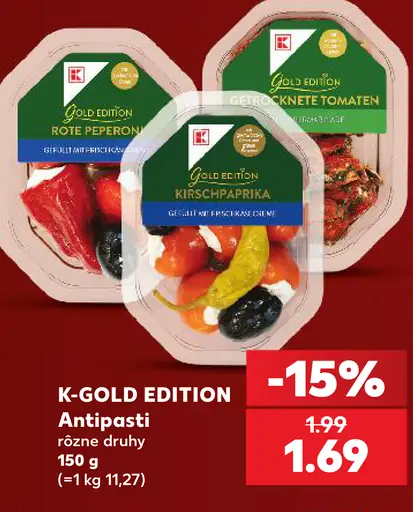K-Gold Edition antipasti, rôzne druhy