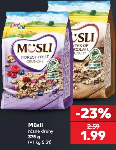 Bona Vita müsli, rôzne druhy