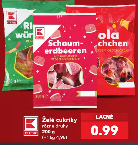 K-CLASSIC Želé cukríky rôzne druhy