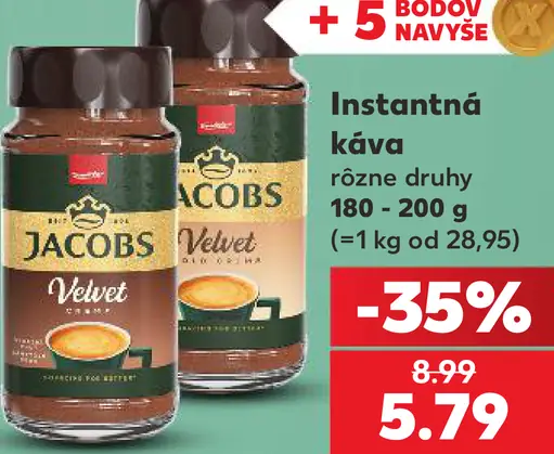 Jacobs Velvet instantná káva rôzne druhy