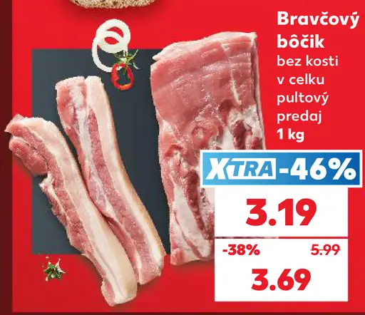 Bravčový bôčik bez kosti údený