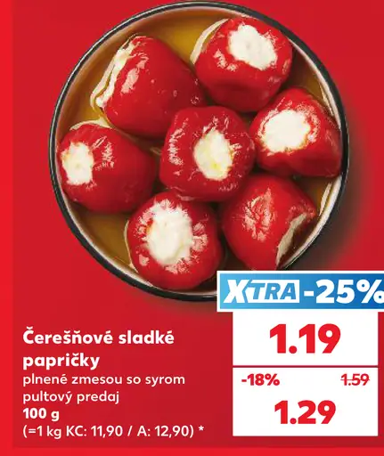 Čerešňové sladké papričky plnené zmesou so syrom