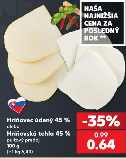 Hriňovec údený 45 % alebo Hriňovská tehla 45 %